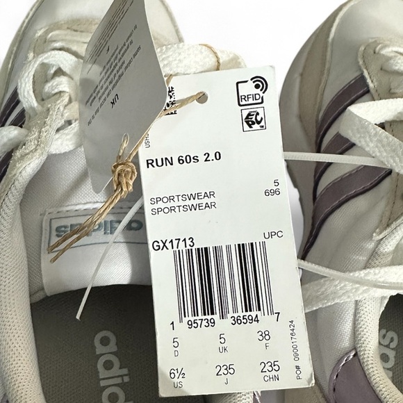 Adidas Run 60s 2.0 Women's Trainers | Size 6.5 | White/Purple/Grey NWT - Picture 8 of 8